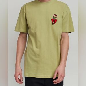 Reason Brand Heart Broken Olive Green Graphic Short Sleeve Tee Small NWT BA-2713